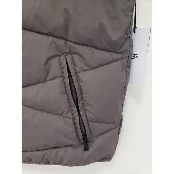 Ugg Curtis Full Zip Cotton Mens Puffer Sleeveless Pocket Vest Charcoal Gray Sz S - Picture 6 of 8